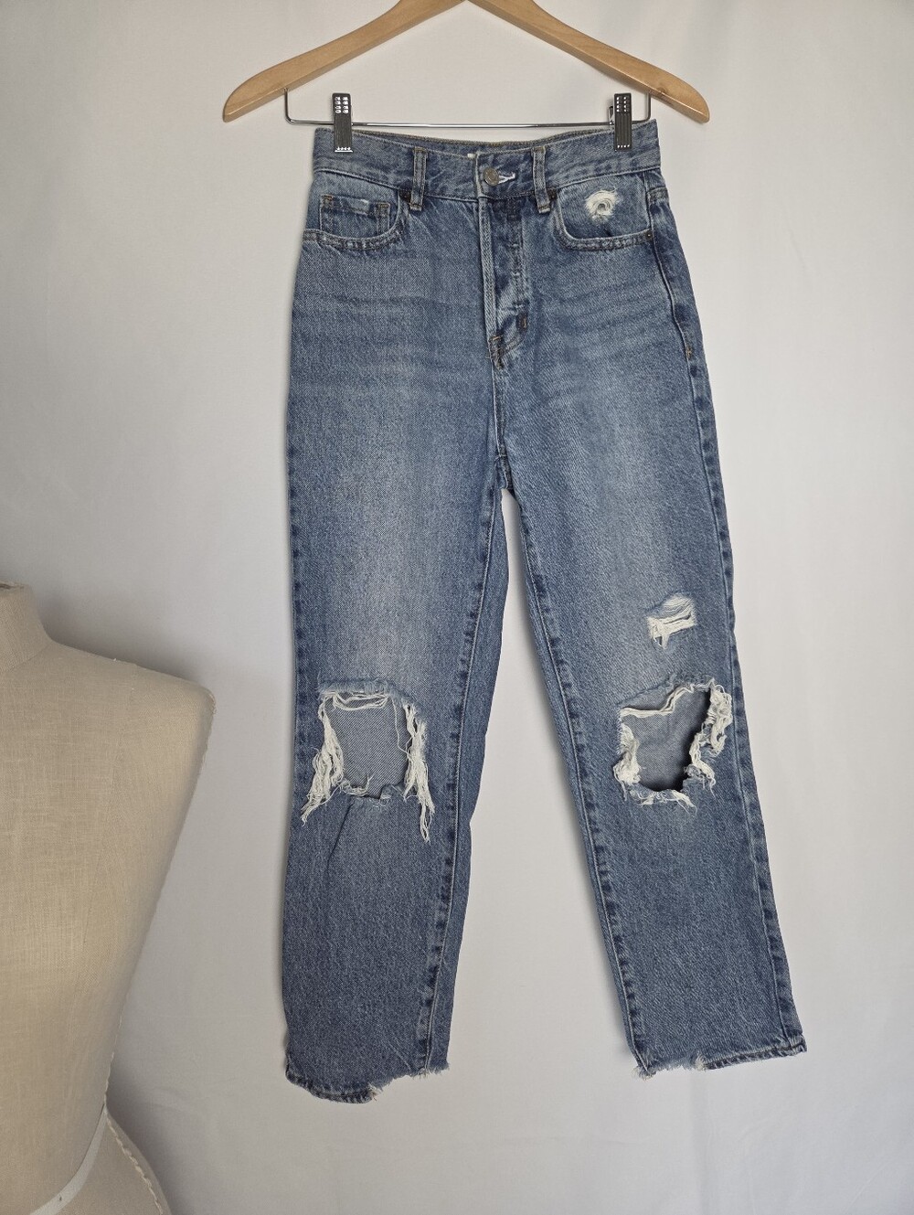 Pacsun Straight Leg High Rise Distressed Jeans